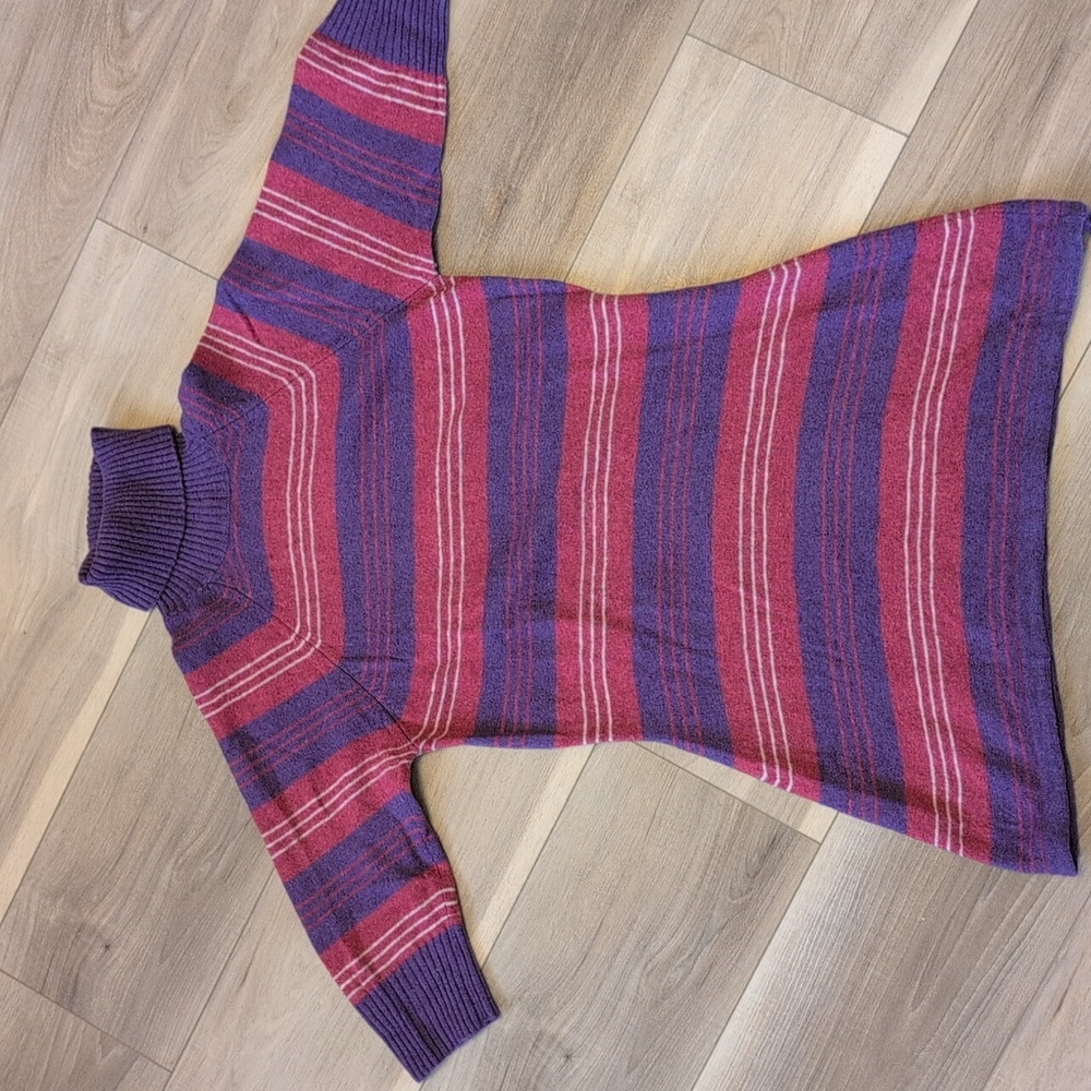 Sisley Purple and Pink Striped Turtleneck Sweater